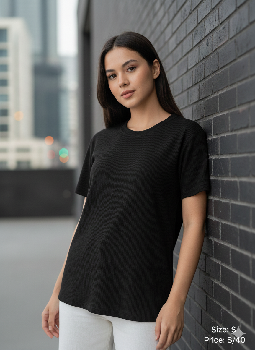 Polo Waffle Clásico negro – Edición 24/1 Reactivo