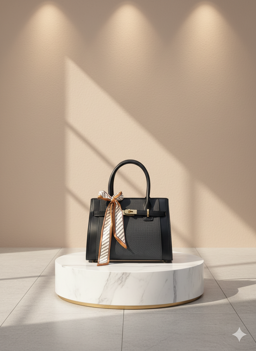 Cartera Elegante con Lazo - Negro