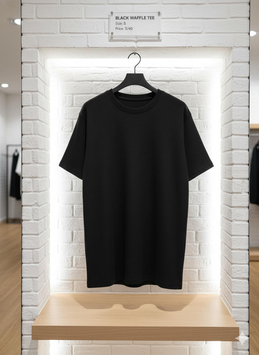 Polo Waffle Clásico negro – Edición 24/1 Reactivo